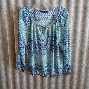 Sanctuary lt blue geometric print blouse size M